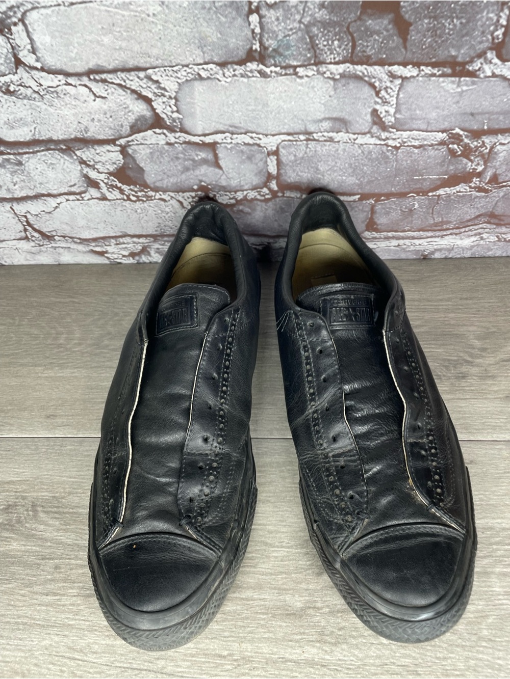 Converse x John Varvatos Black Leather Brogue Accents Low Sneakers Men 13M US/46